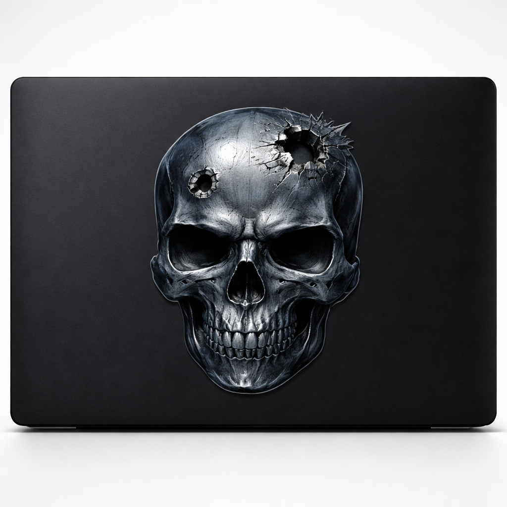 Steel Skull Bullet Marks Sticker Decal Vinyl Laptop Car Window Bumper Truck AUTO Bottle Water Bottle Helmets Waterproof