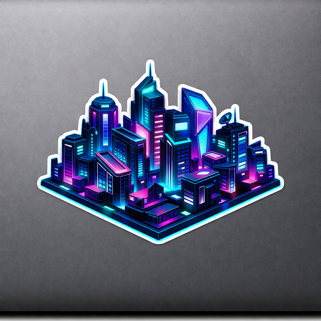Cyberpunk City Skyline Sticker Decal Vinyl Laptop Car Window Bumper AUTO Water Bottle Helmets Waterproof