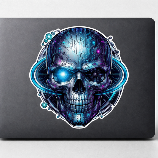 Cyber Skull Sticker Decal Vinyl Laptop Car Window Bumper AUTO Water Bottle Helmets Waterproof HUD Graphics