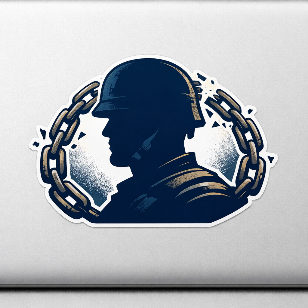 Broken Chains Soldier Silhouette Sticker Decal Vinyl Laptop Car Window Bumper Water Bottle Helmets Waterproof