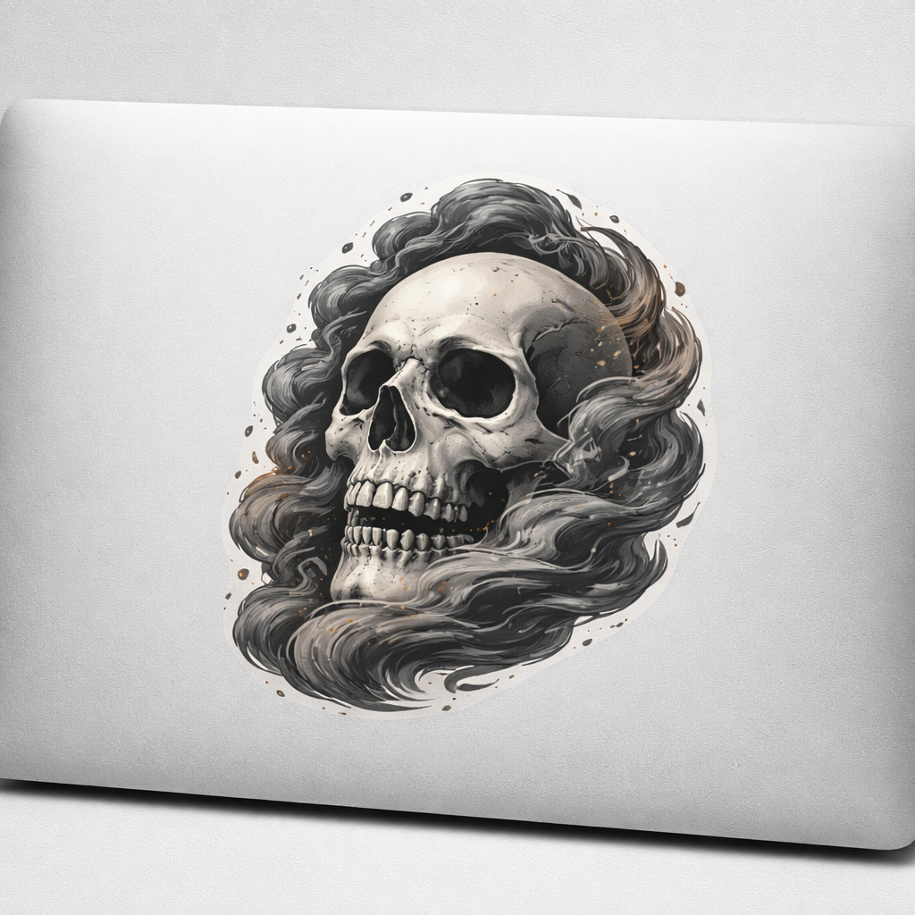 Skull Emerging From Smoke Dust Sticker Decal Vinyl Laptop Car Window Bumper AUTO Water Bottle Helmets Waterproof
