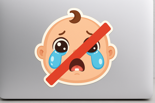 Emoji Baby Face Sticker Decal Vinyl Laptop Car Window Bumper AUTO Water Bottle Helmets Waterproof Large Tears Red Line