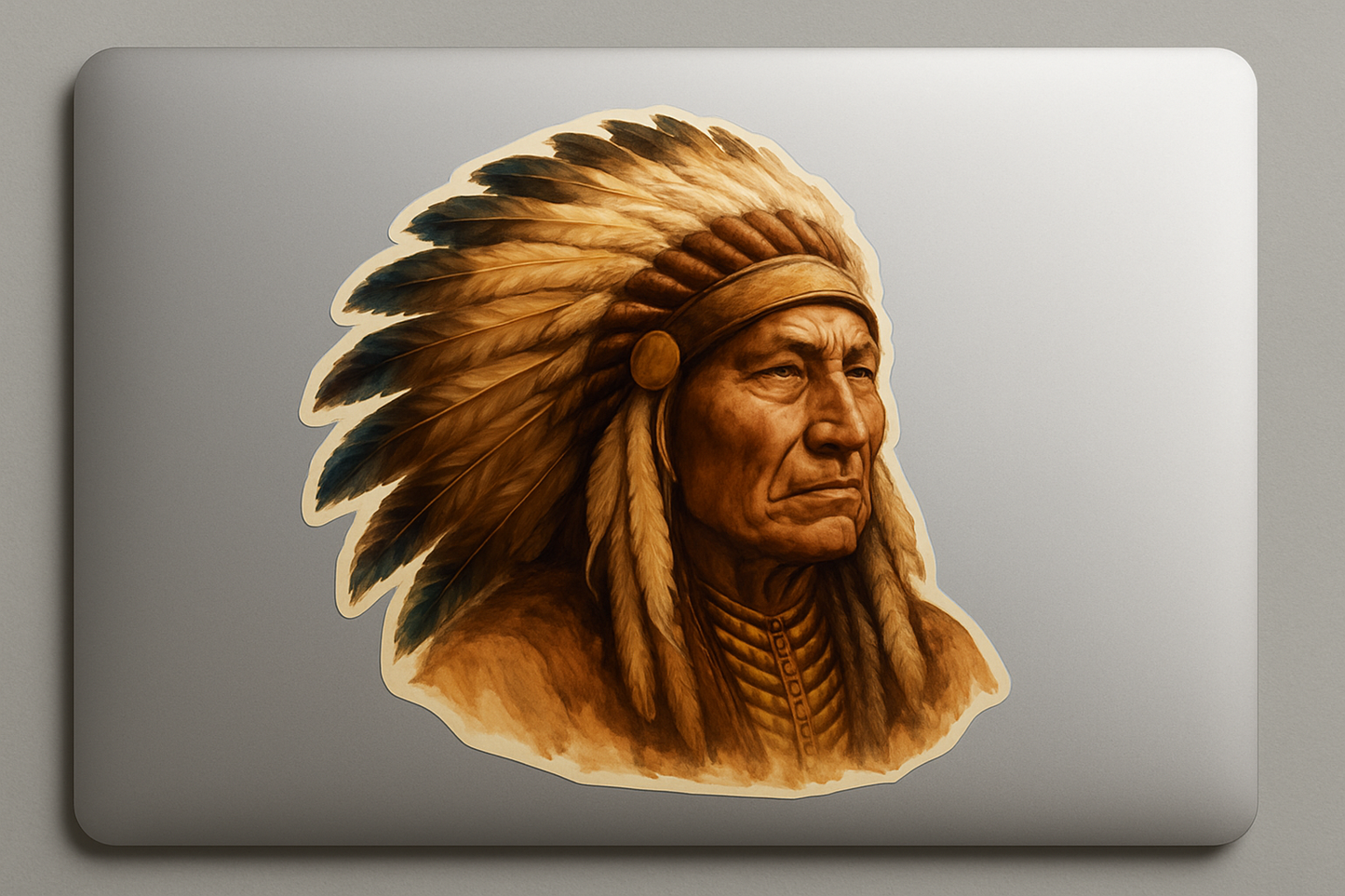 Native Chief Sticker Decal Vinyl Laptop Car Window Bumper AUTO Water Bottle Helmets Waterproof Feather Headdress