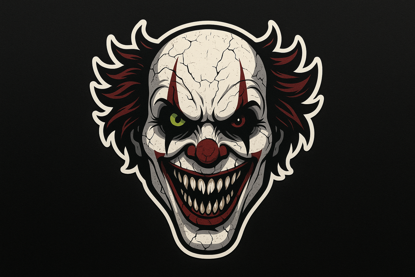 Scary Clown Face Sticker Decal Vinyl Laptop Car Window Bumper AUTO Water Bottle Helmets Waterproof