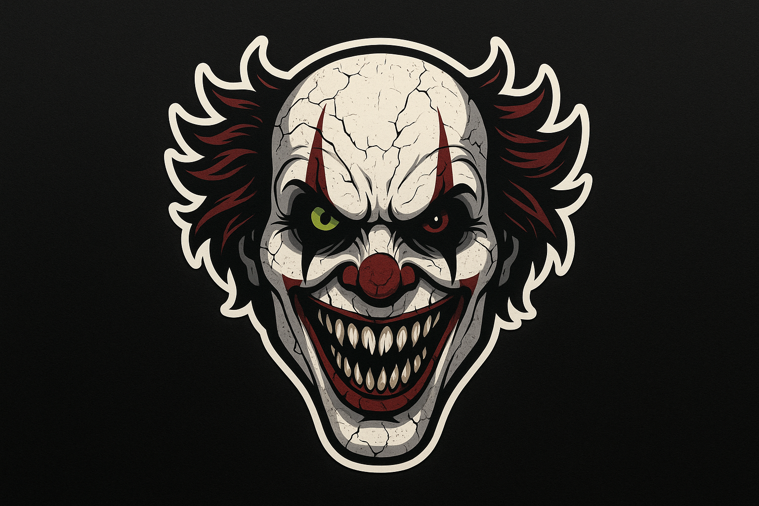 Scary Clown Face Sticker Decal Vinyl Laptop Car Window Bumper AUTO Water Bottle Helmets Waterproof