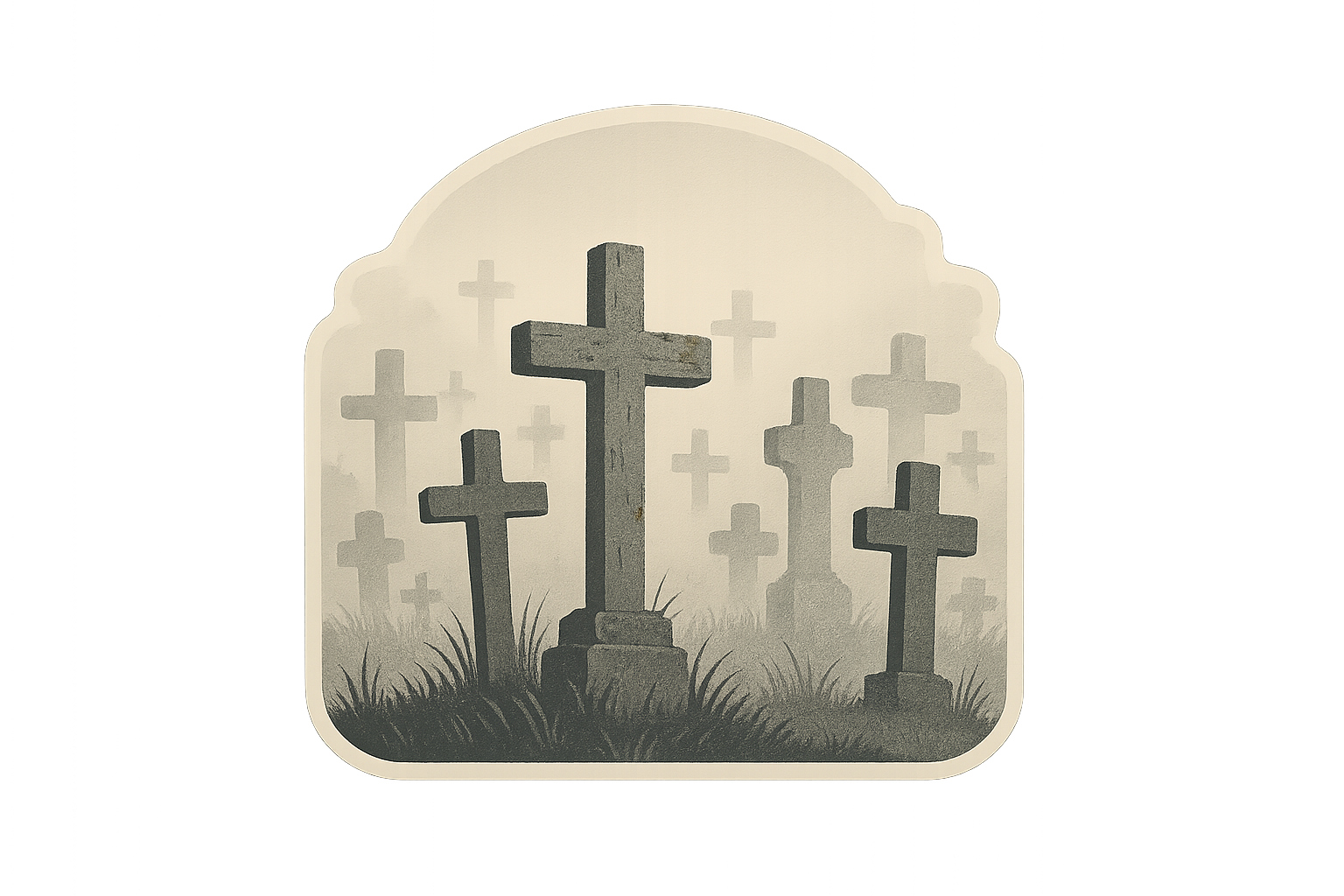 Foggy Graveyard Scene Sticker Decal Vinyl Laptop Car Window Bumper AUTO Water Bottle Helmets Waterproof Mist