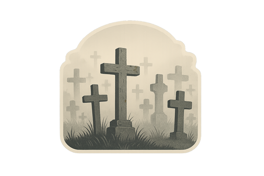 Foggy Graveyard Scene Sticker Decal Vinyl Laptop Car Window Bumper AUTO Water Bottle Helmets Waterproof Mist