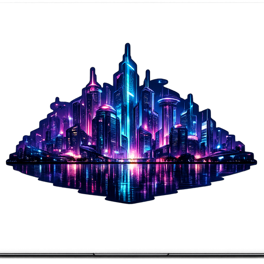 Ultra-clean Cyberpunk City Skyline Sticker Decal Vinyl Laptop Car Window Bumper AUTO Water Bottle Helmets Waterproof Futuristic