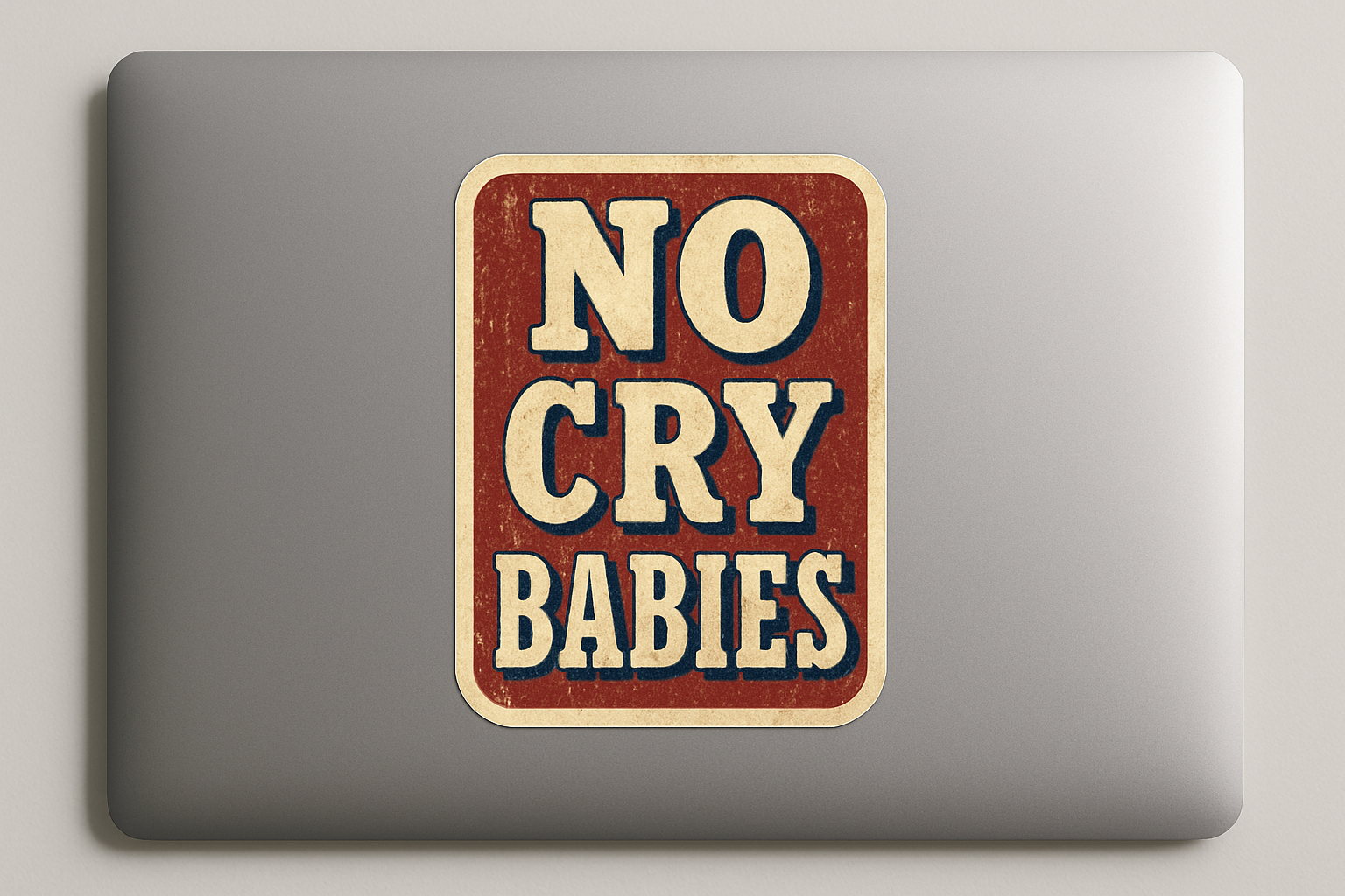 NO CRY BABIES Sticker Decal Vinyl Laptop Car Window Bumper AUTO Water Bottle Helmets Waterproof Retro Distressed