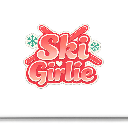 Ski Girlie Sticker Decal Vinyl Laptop Car Window Bumper AUTO Water Bottle Helmets Waterproof Skiing