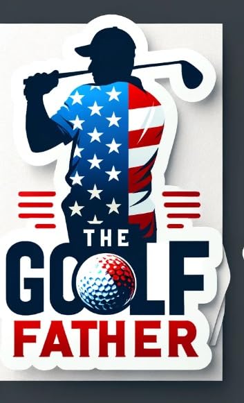 Vinyl sticker: "The Golf Father" USA Flag Decal - Patriotic Golfer Silhouette Sticker for Car, Window, Laptop, Bumper, Colorful and Waterproof (4)