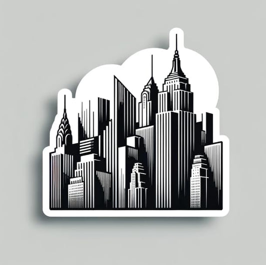 Vinyl sticker: New York City Skyline Sticker - Minimalist Black and White Architectural Decal (6)