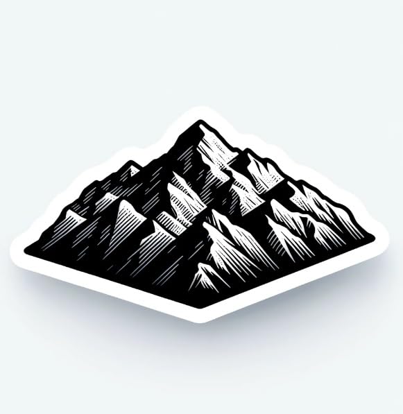 Vinyl sticker: Majestic Mountain Range Silhouette Sticker - Minimalist Mountain Decal for Outdoor Gear, Laptops, Vehicle Bumpers - Vinyl Sticker for Hikers