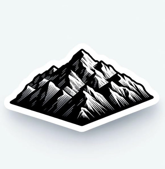 Vinyl sticker: Majestic Mountain Range Silhouette Sticker - Minimalist Mountain Decal for Outdoor Gear, Laptops, Vehicle Bumpers - Vinyl Sticker for Hikers