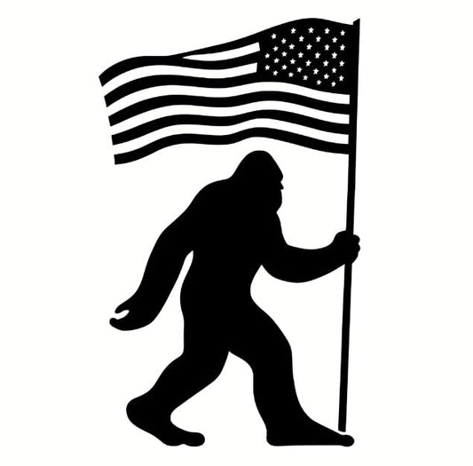 Vinyl sticker: Bigfoot Family Silhouette with American Flag Decal - Bold Statement for All Surfaces (6)