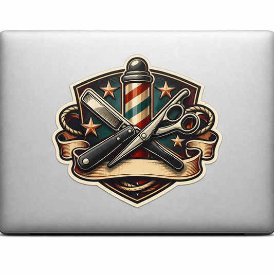 Retro Barber Shop Sticker Decal Vinyl Laptop Car Window Bumper AUTO Water Bottle Helmets Waterproof
