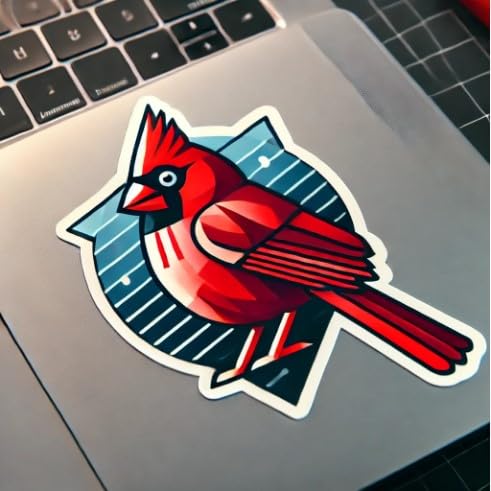 Vinyl sticker: Red Cardinal Indiana State Bird Vinyl Sticker for Laptop, Wall, Car, Window, Bumper, Decal, Truck, Waterproof, Auto, Water Bottle. Variation 14