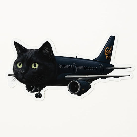 Vinyl sticker: Laptop Wall Car Window Bumper Sticker Decal Truck Waterproof Auto Water Bottle Gattino Aeroplanino Black Cat Jet Funny Airplane Hybrid Sticker No Text