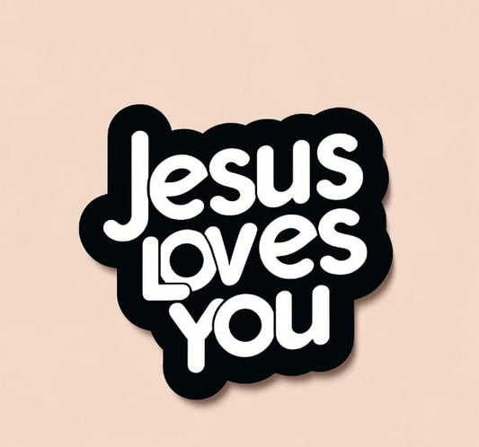 Vinyl sticker: "Jesus Loves You" Pure Text Decal - Minimalist Black Lettering Sticker for Universal Application (6)