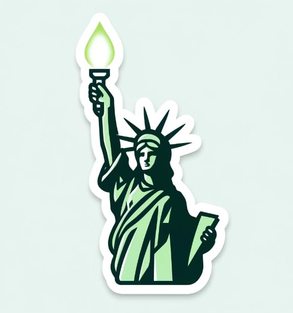 Vinyl sticker: Modern Statue of Liberty with LED Torch Sticker – Eco-Friendly Innovation Decal