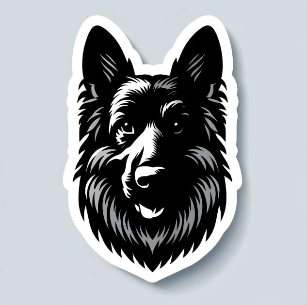 Vinyl sticker: "German Shepherd Face" Silhouette Sticker - Minimalist Black on White Dog Decal