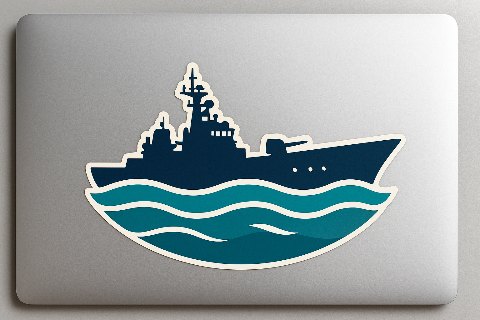 Warship Silhouette Waves Sticker Decal Vinyl Laptop Car Window Bumper AUTO Water Bottle Helmets Waterproof