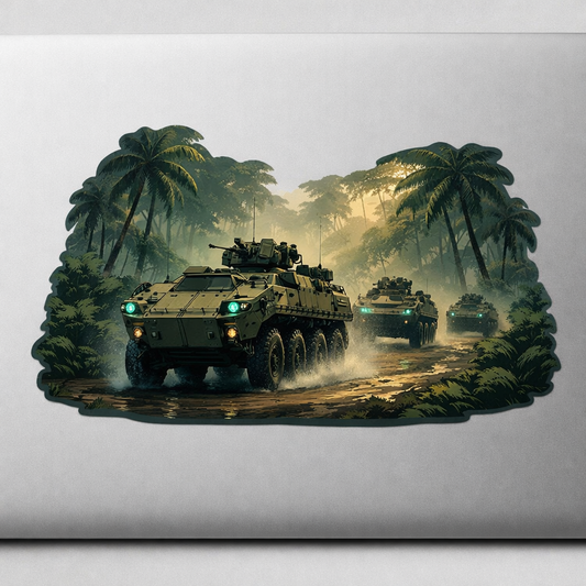 Armored Vehicles Jungle Sticker Decal Vinyl Laptop Car Window Bumper AUTO Water Bottle Helmets Waterproof Warfare