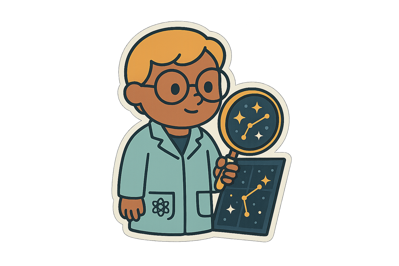 Little Scientist Astronomer Sticker Decal Vinyl Laptop Car Window Bumper AUTO Water Bottle Helmets Waterproof Star Map