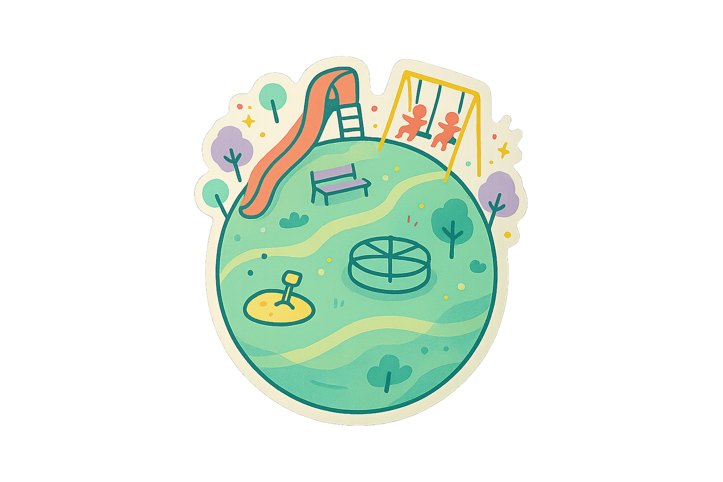 Tiny Planet Playgrounds Sticker Decal Vinyl Laptop Car Window Bumper AUTO Water Bottle Helmets Waterproof Fun