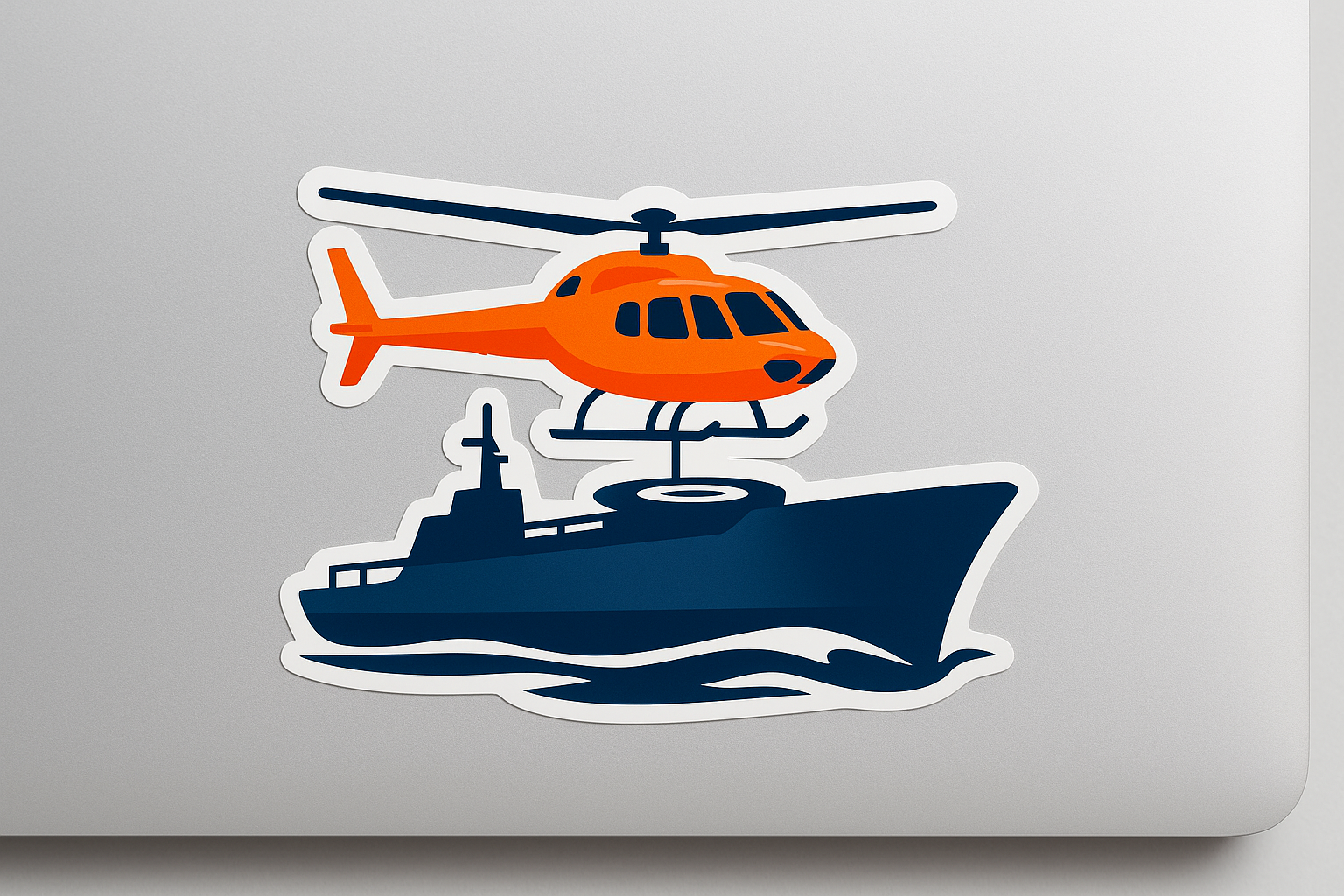 Helicopter Landing Ship Outline Sticker Decal Vinyl Laptop Car Window Bumper AUTO Water Bottle Helmets Waterproof Maritime