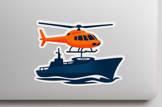 Helicopter Landing Ship Outline Sticker Decal Vinyl Laptop Car Window Bumper AUTO Water Bottle Helmets Waterproof Maritime