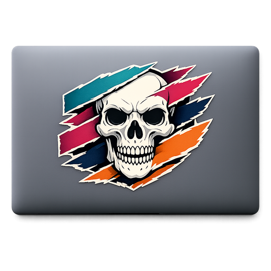 Skull Tearing Abstract Stripes Sticker Decal Vinyl Laptop Car Window Bumper AUTO Bottle Water Bottle Helmets Waterproof