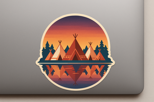 Native Tipi Village Sticker Decal Vinyl Laptop Car Window Bumper AUTO Water Bottle Helmets Waterproof Reflection
