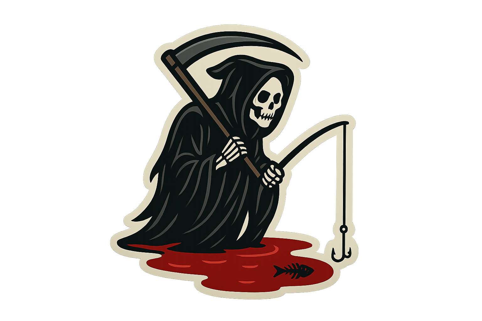 Grim Reaper Sticker Decal Vinyl Laptop Car Window Bumper AUTO Water Bottle Helmets Waterproof Scythe Blood Lake