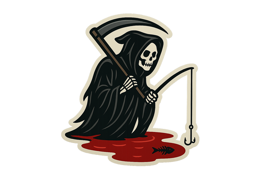 Grim Reaper Sticker Decal Vinyl Laptop Car Window Bumper AUTO Water Bottle Helmets Waterproof Scythe Blood Lake