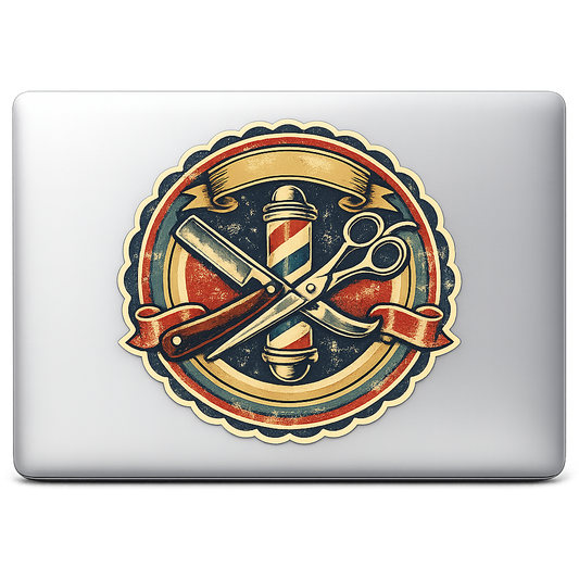 Retro Barbershop Sticker Decal Vinyl Laptop Car Window Bumper AUTO Water Bottle Helmets Waterproof Vintage