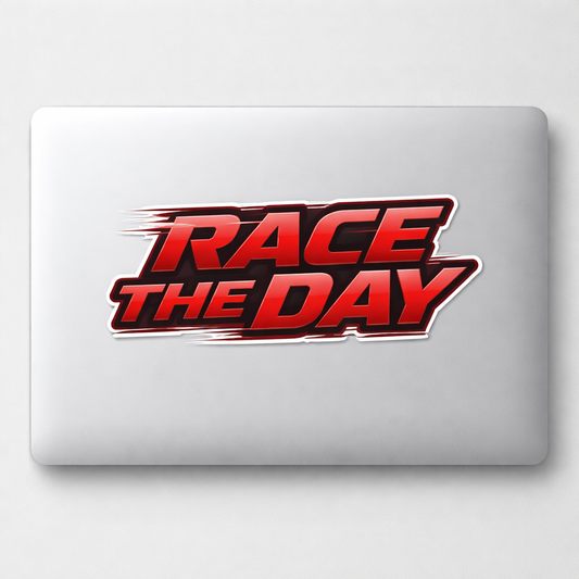 RACE THE DAY Sporty Font Sticker Decal Vinyl Laptop Car Window Bumper AUTO Water Bottle Helmets Waterproof Racing