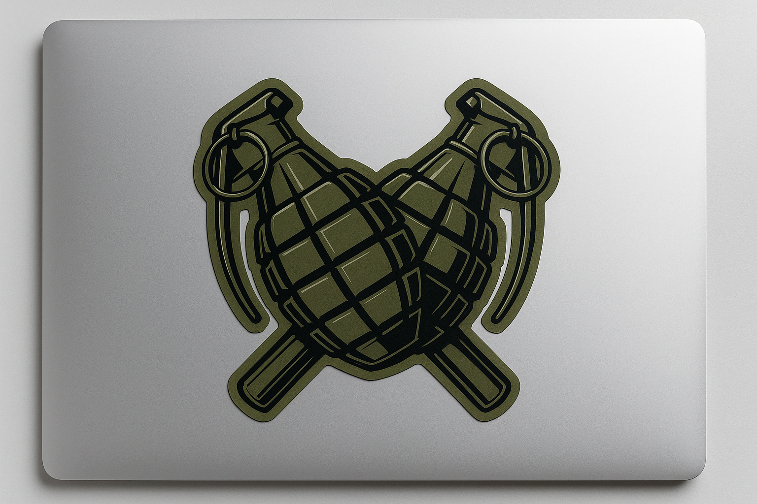 Crossed Grenades Sticker Decal Vinyl Laptop Car Window Bumper AUTO Water Bottle Helmets Waterproof Military