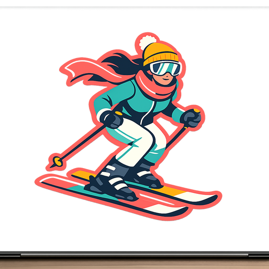 Ski Girlie Sticker Decal Vinyl Laptop Car Window Bumper AUTO Water Bottle Helmets Waterproof Winter