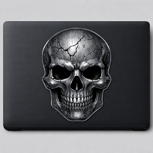 Skull Cracked Steel Texture Sticker Decal Vinyl Laptop Car Window Bumper AUTO Water Bottle Helmets Waterproof