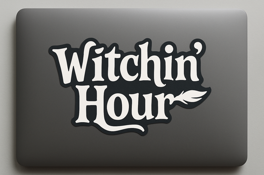Halloween Witchin’ Hour Sticker Decal Vinyl Laptop Car Window Bumper AUTO Water Bottle Helmets Waterproof Spooky