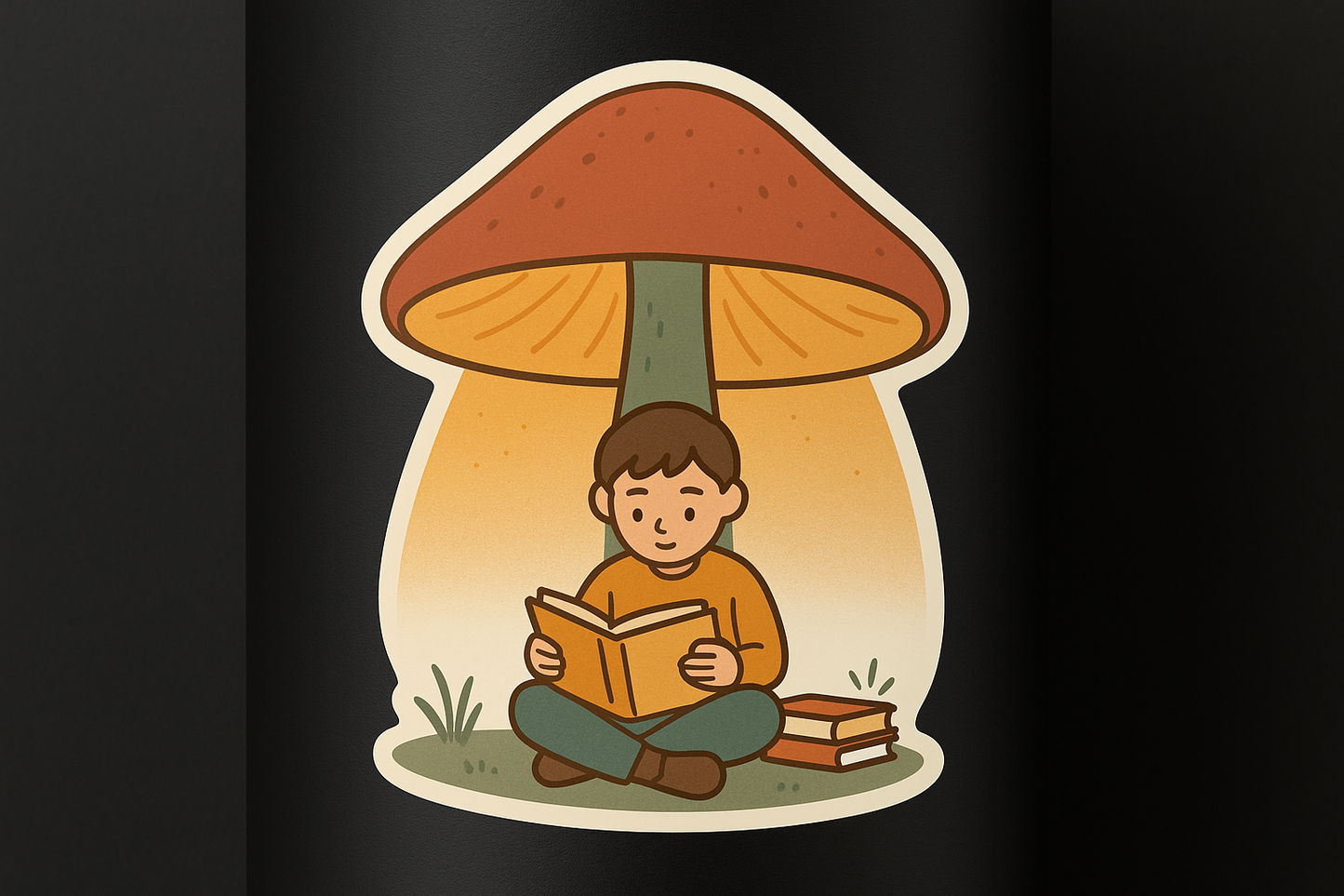 Child Reading Book Giant Mushroom Light Sticker Decal Vinyl Laptop Car Window Bumper AUTO Water Bottle Helmets Waterproof
