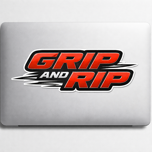 GRIP AND RIP Sticker Decal Vinyl Laptop Car Window Bumper AUTO Water Bottle Helmets Waterproof Motorsport Font