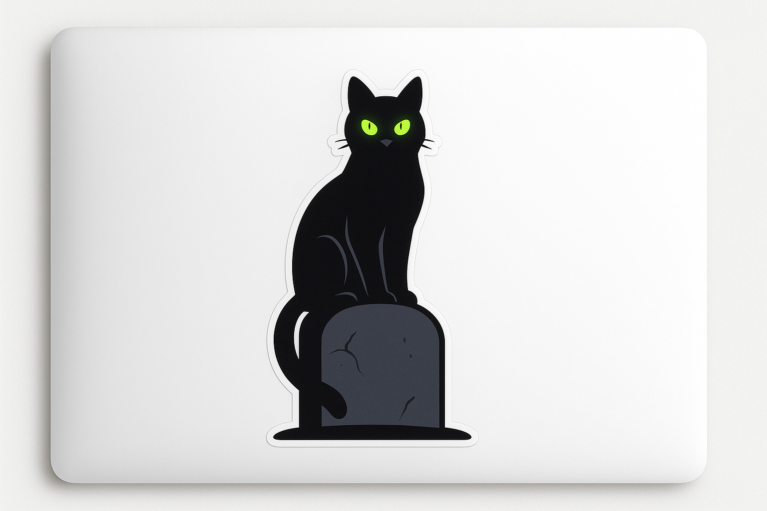 Black Cat Sticker Decal Vinyl Laptop Car Window Bumper AUTO Water Bottle Helmets Waterproof Green Eyes Gravestone