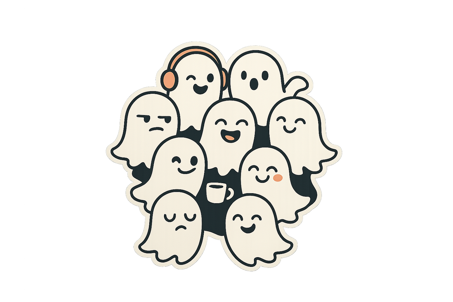 Group Small Ghosts Sticker Decal Vinyl Laptop Car Window Bumper AUTO Water Bottle Helmets Waterproof Funny Faces