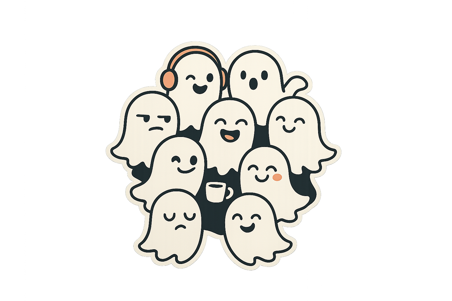 Group Small Ghosts Sticker Decal Vinyl Laptop Car Window Bumper AUTO Water Bottle Helmets Waterproof Funny Faces