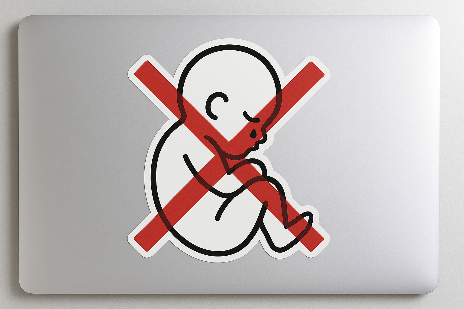 Black Baby Silhouette Sticker Decal Vinyl Laptop Car Window Bumper AUTO Water Bottle Helmets Waterproof Red Cross Overlay