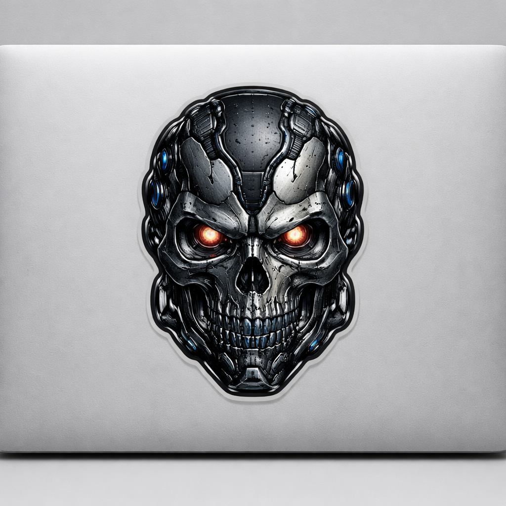 Cybernetic Skull Sticker Decal Vinyl Laptop Car Window Bumper AUTO Water Bottle Helmets Waterproof Combat Mode