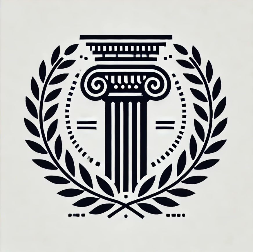 Vinyl sticker: Bold Doric Column with Geometric Laurel Wreath