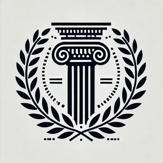Vinyl sticker: Bold Doric Column with Geometric Laurel Wreath